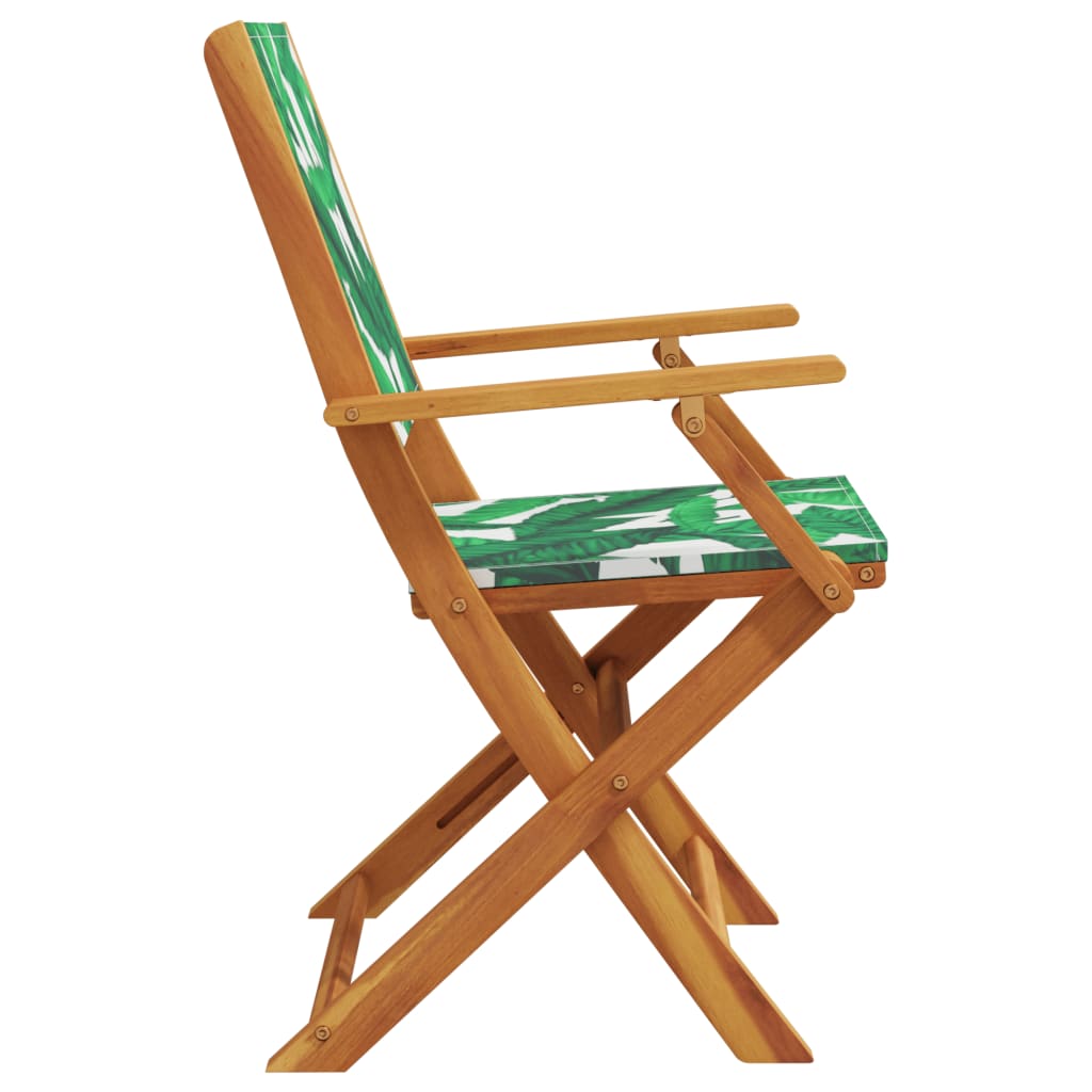 Folding Chairs 6 pcs Green Fabric and Solid Wood