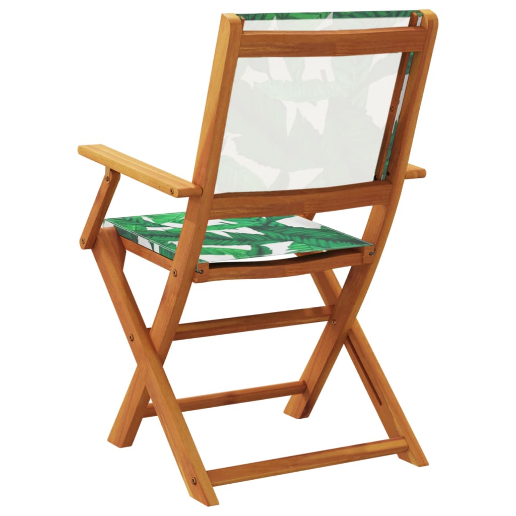 Folding Chairs 6 pcs Green Fabric and Solid Wood