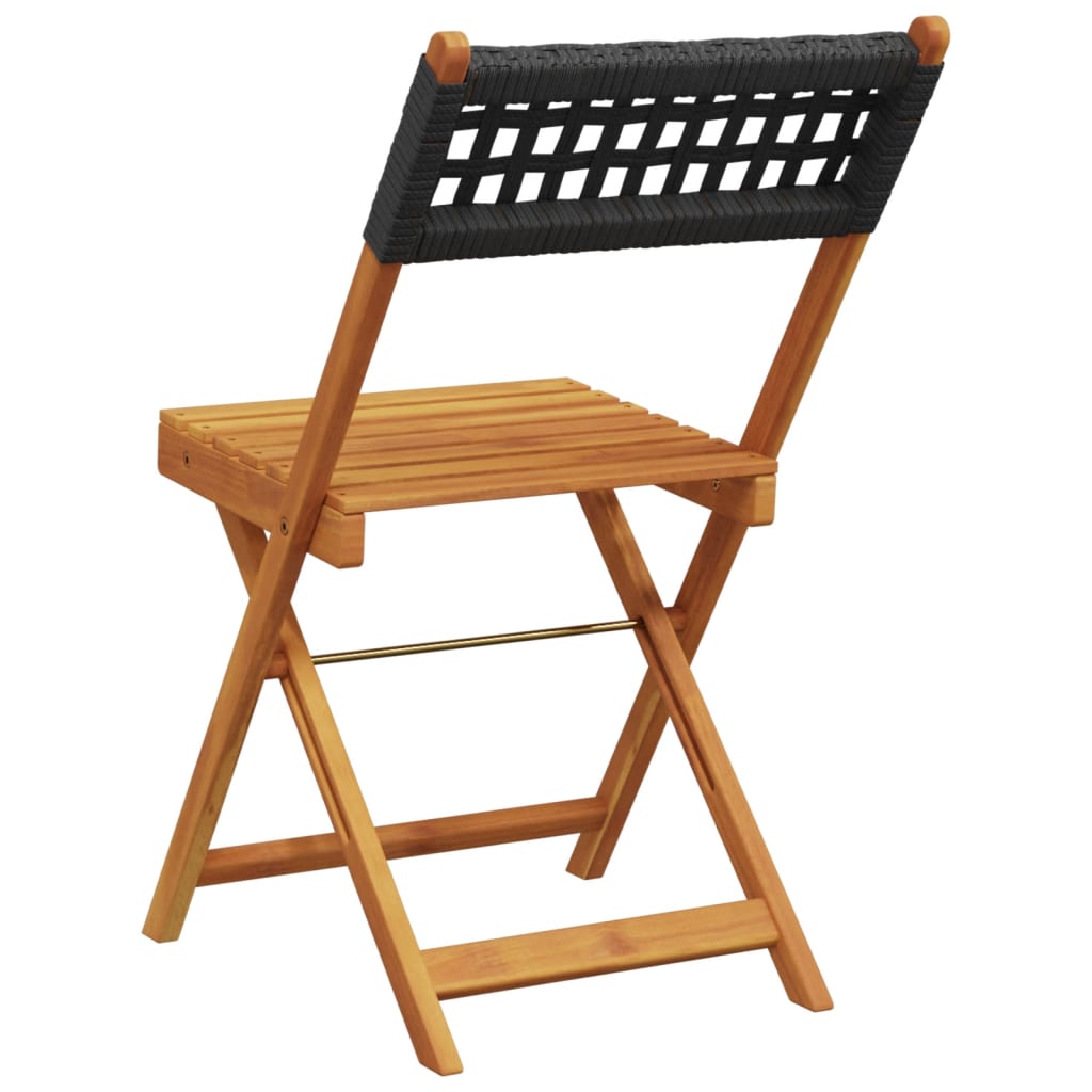 Folding Chairs 6 pcs Black Poly Rattan and Solid Wood