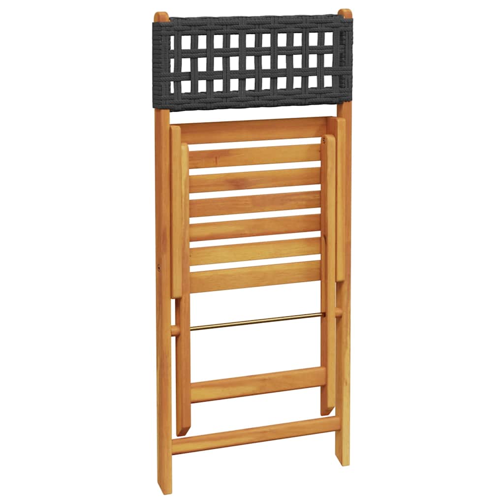 Folding Chairs 6 pcs Black Poly Rattan and Solid Wood