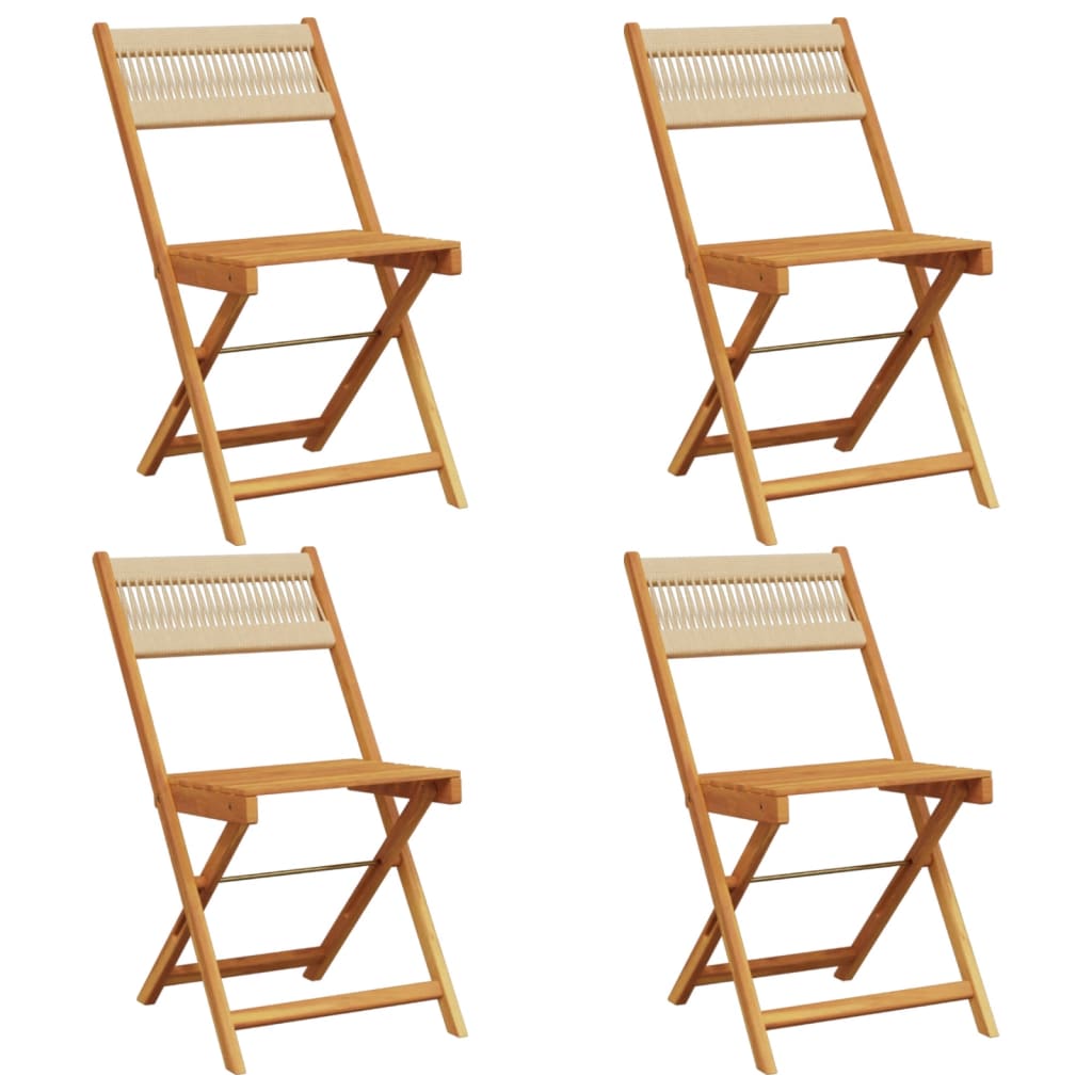 Folding Chairs 4 pcs Beige Solid Wood Acacia