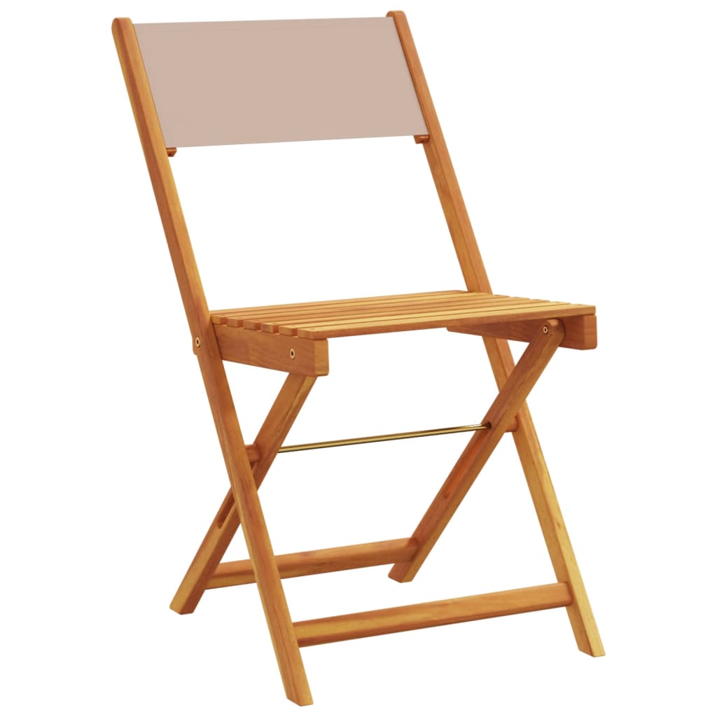 Folding Chairs 4 pcs Taupe Fabric and Solid Wood