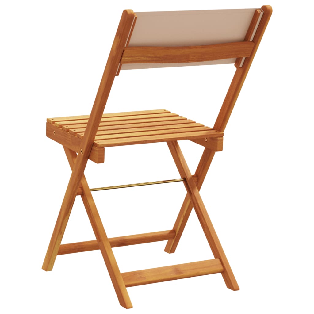 Folding Chairs 4 pcs Taupe Fabric and Solid Wood