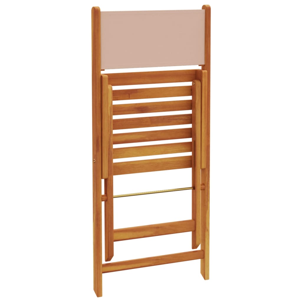 Folding Chairs 4 pcs Taupe Fabric and Solid Wood