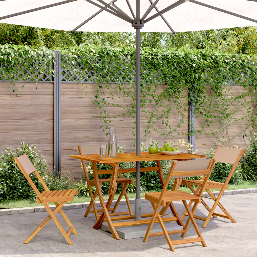 Folding Chairs 4 pcs Taupe Fabric and Solid Wood