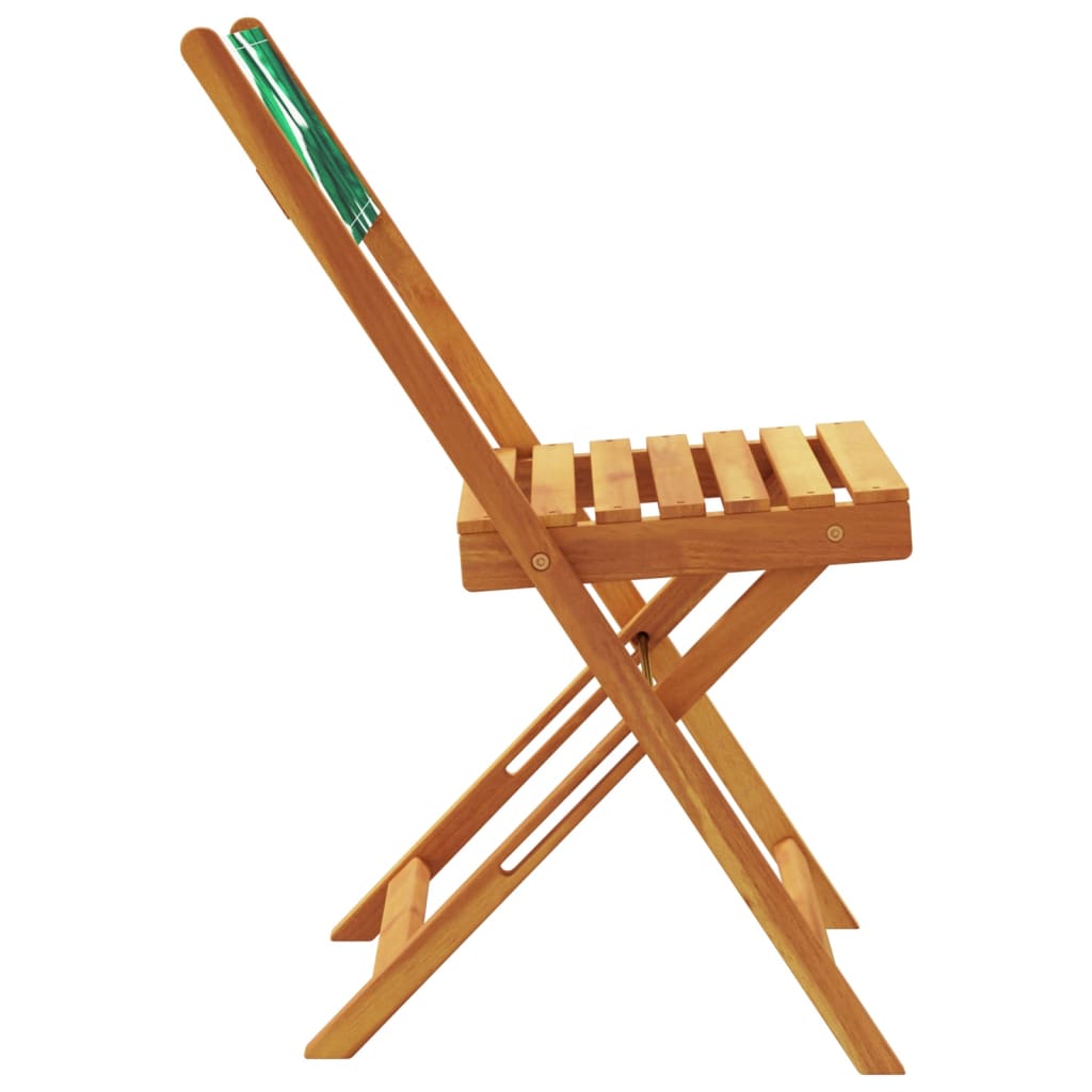 Folding Chairs 6 pcs Green Fabric and Solid Wood