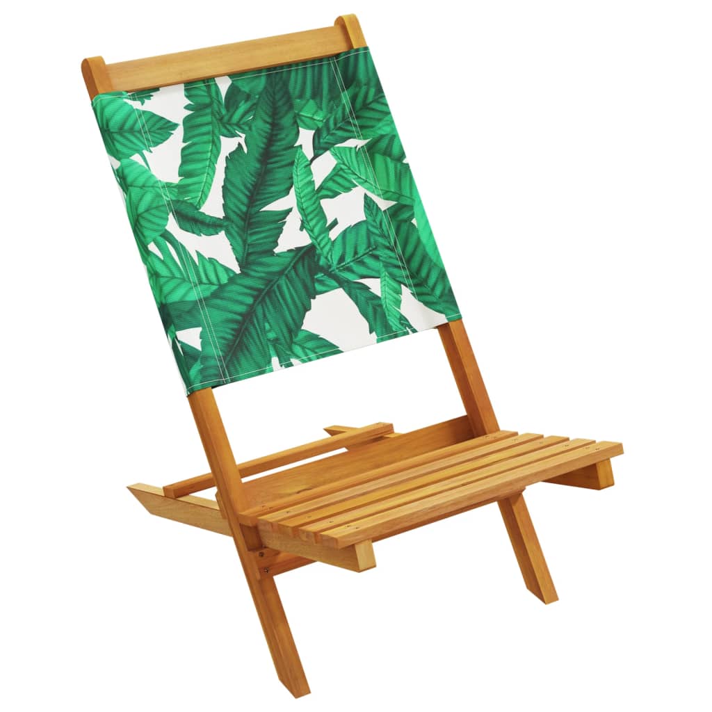 Folding Chairs 4 pcs Green Fabric and Solid Wood