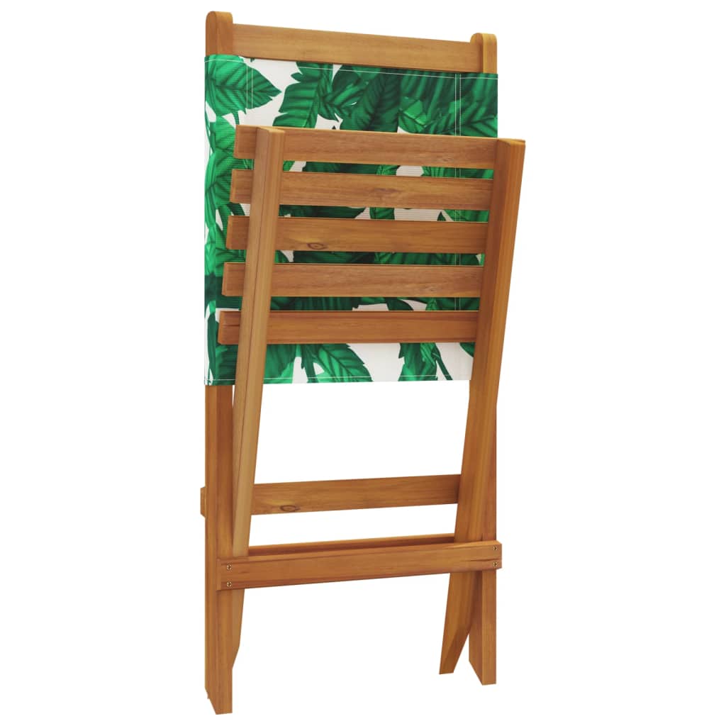 Folding Chairs 6 pcs Green Fabric and Solid Wood