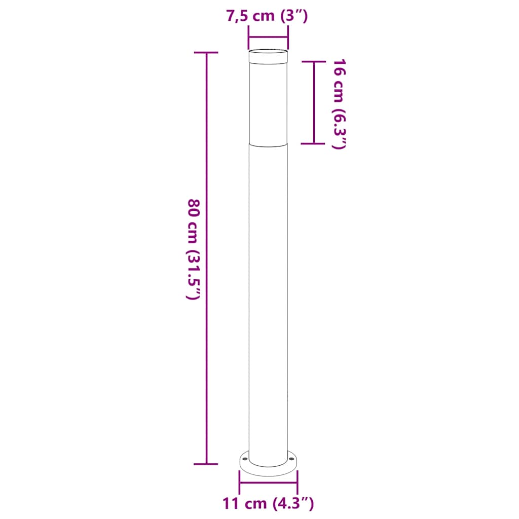 Bollard Lights 3pcs 80 cm Stainless Steel IP44