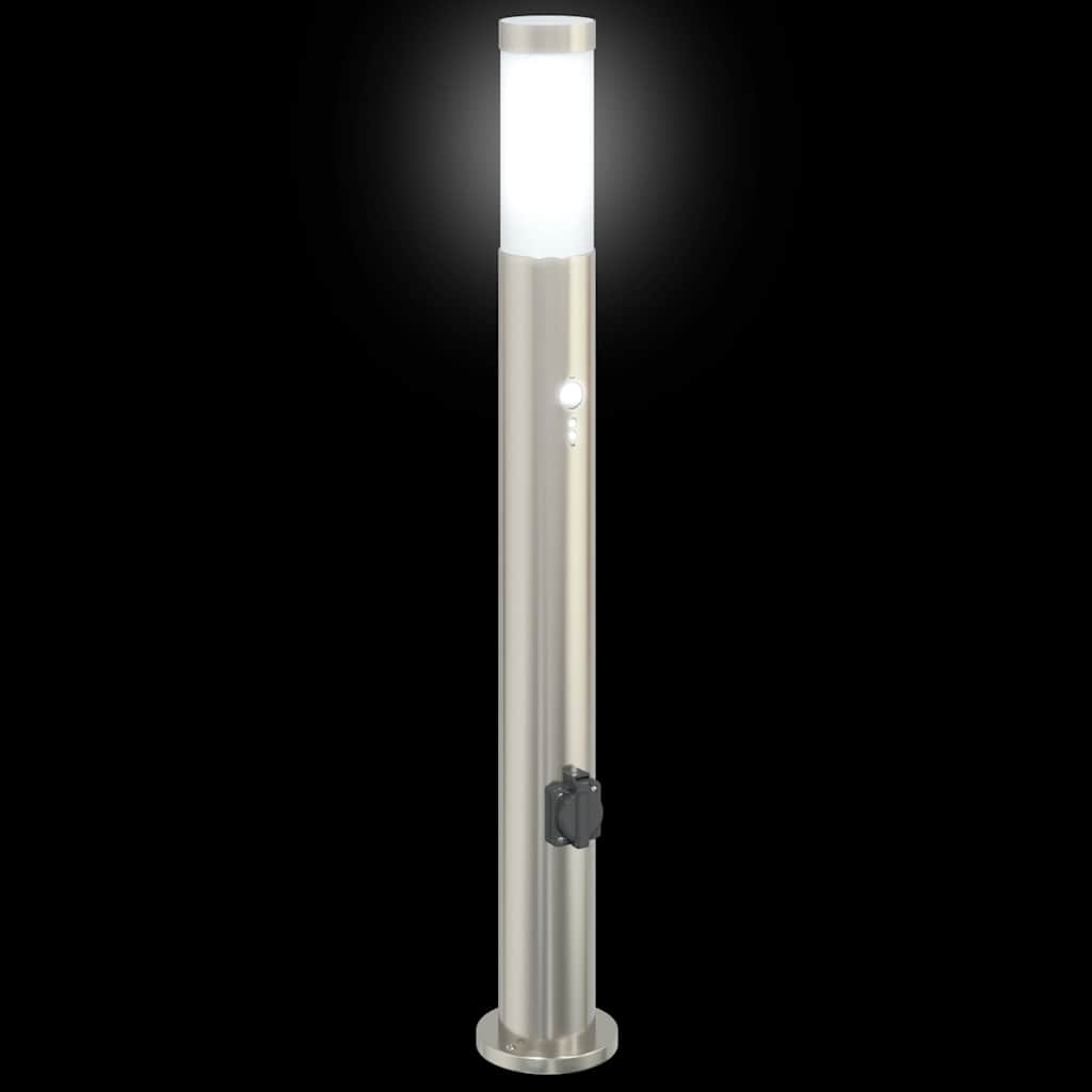 Bollard Light with Sensor&Outlet 80 cm Stainless Steel IP44