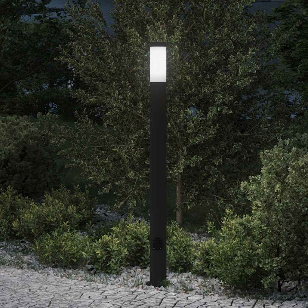 Bollard Light with Outlet 110 cm Stainless Steel IP44