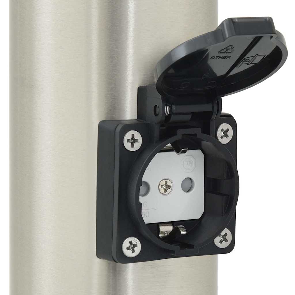 Bollard Light with Sensor&Outlet 120 cm Stainless Steel IP44