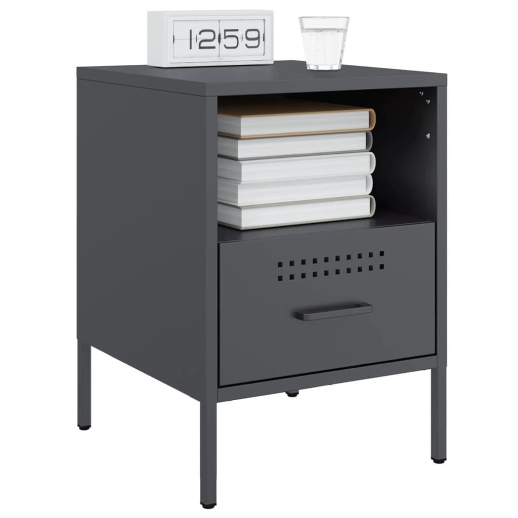 Bedside Cabinet | Set of 2 | Anthracite | Cold-rolled steel
