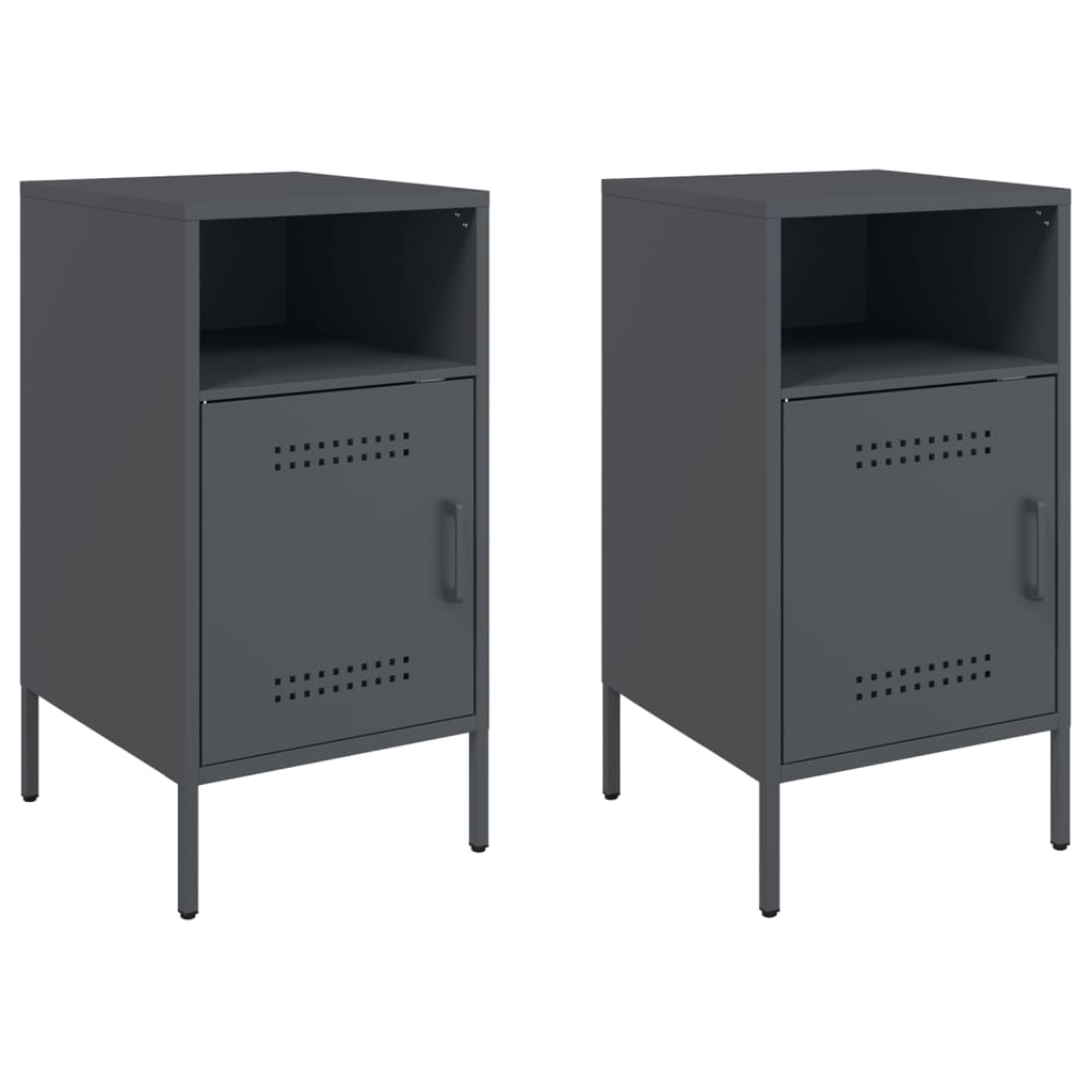 Bedside Cabinet | Set of 2 | Anthracite | Cold-rolled steel | Medium