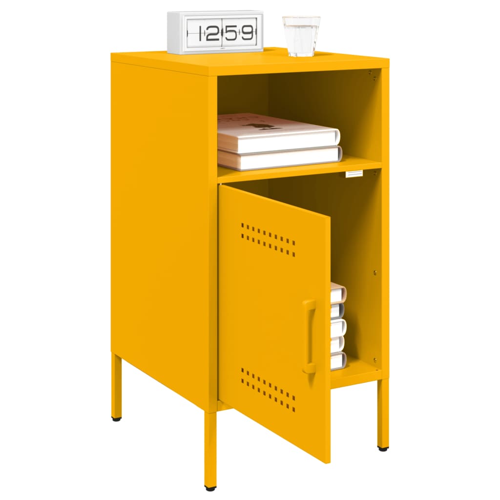 Bedside Cabinet | Set of 2 | Mustard Yellow | Cold-Rolled Steel | Medium
