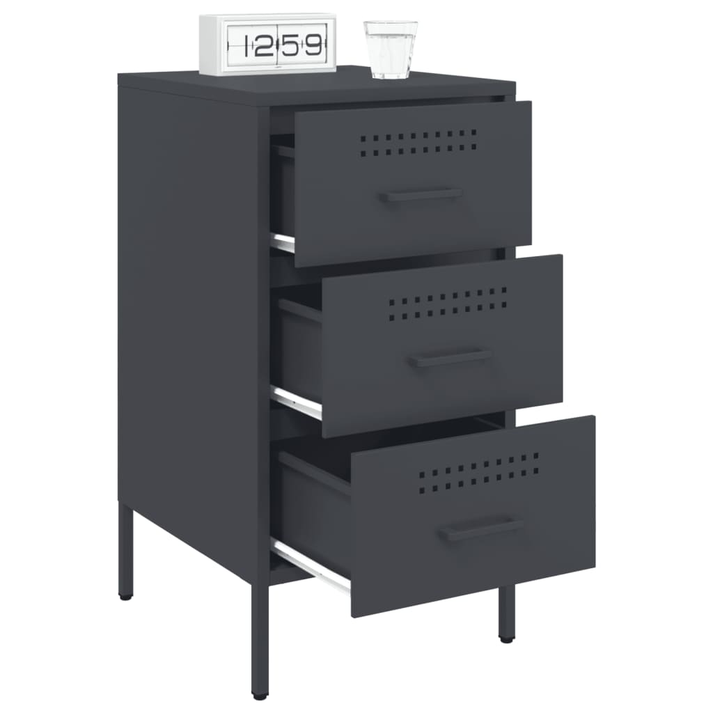 Bedside Cabinet | Set of 2 | Anthracite | Cold-rolled steel | Medium