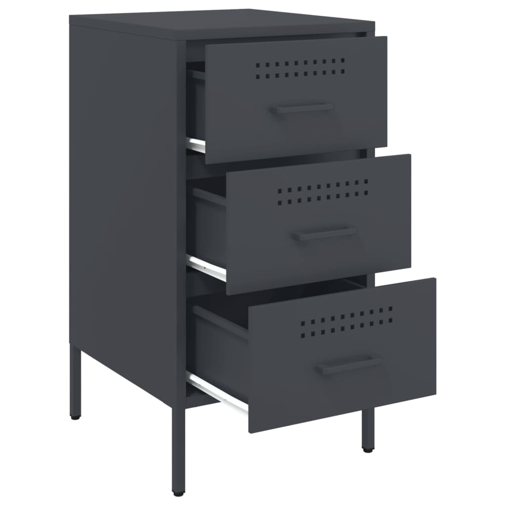 Bedside Cabinet | Set of 2 | Anthracite | Cold-rolled steel | Medium
