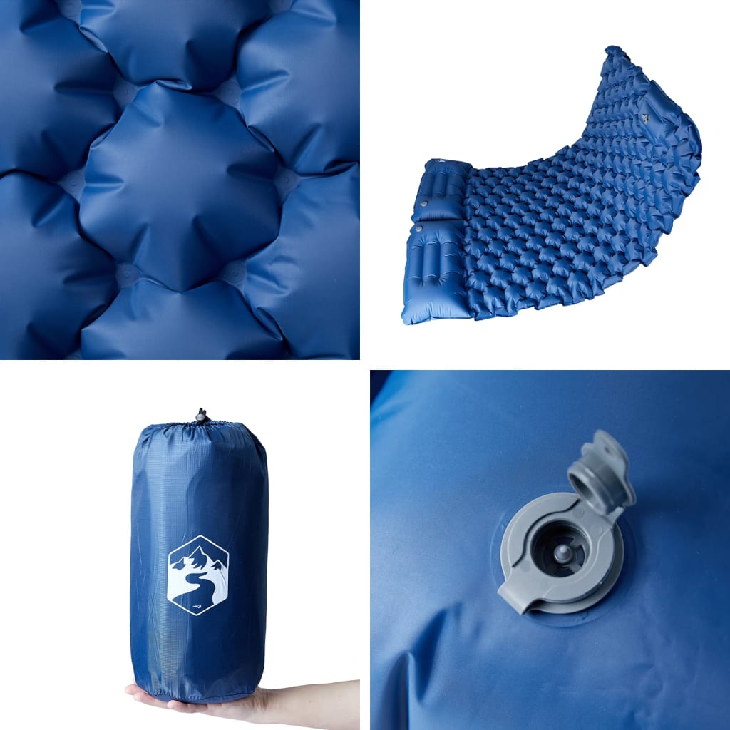 Self Inflating Camping Mattress with Pillows 2-Person Navy Blue