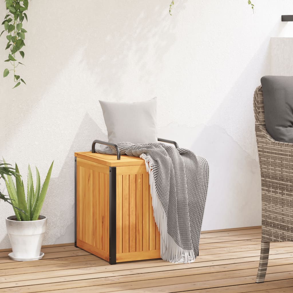 Cushion Box | Brown | Solid Acacia wood, powder-coated steel