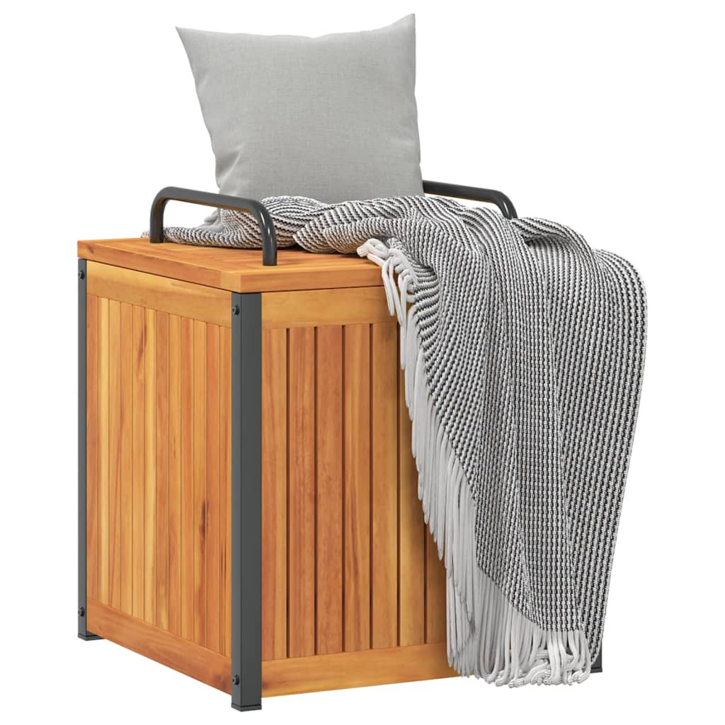 Cushion Box | Brown | Solid Acacia wood, powder-coated steel