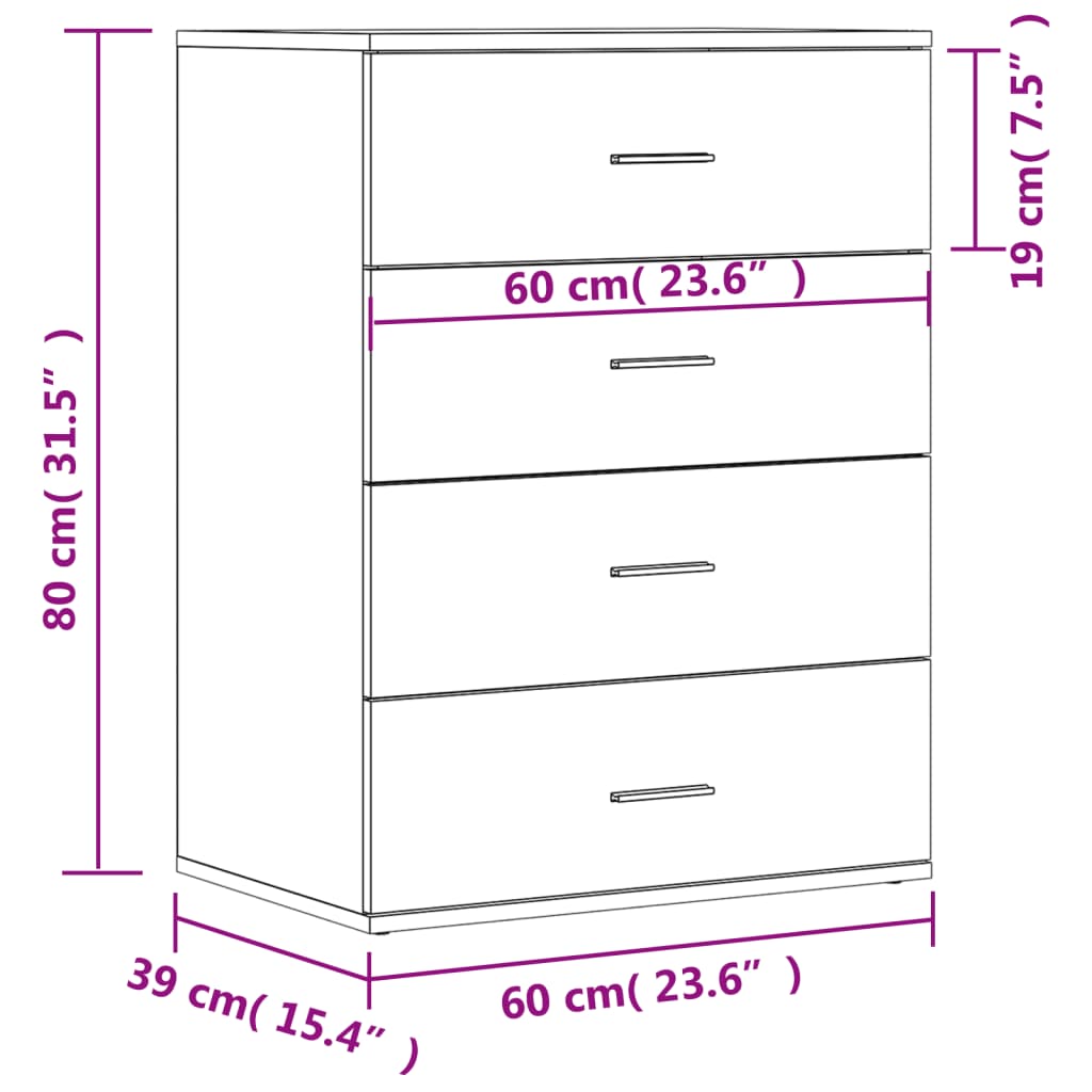 Sideboards 2 pcs Grey Sonoma 60x39x80 cm Engineered Wood