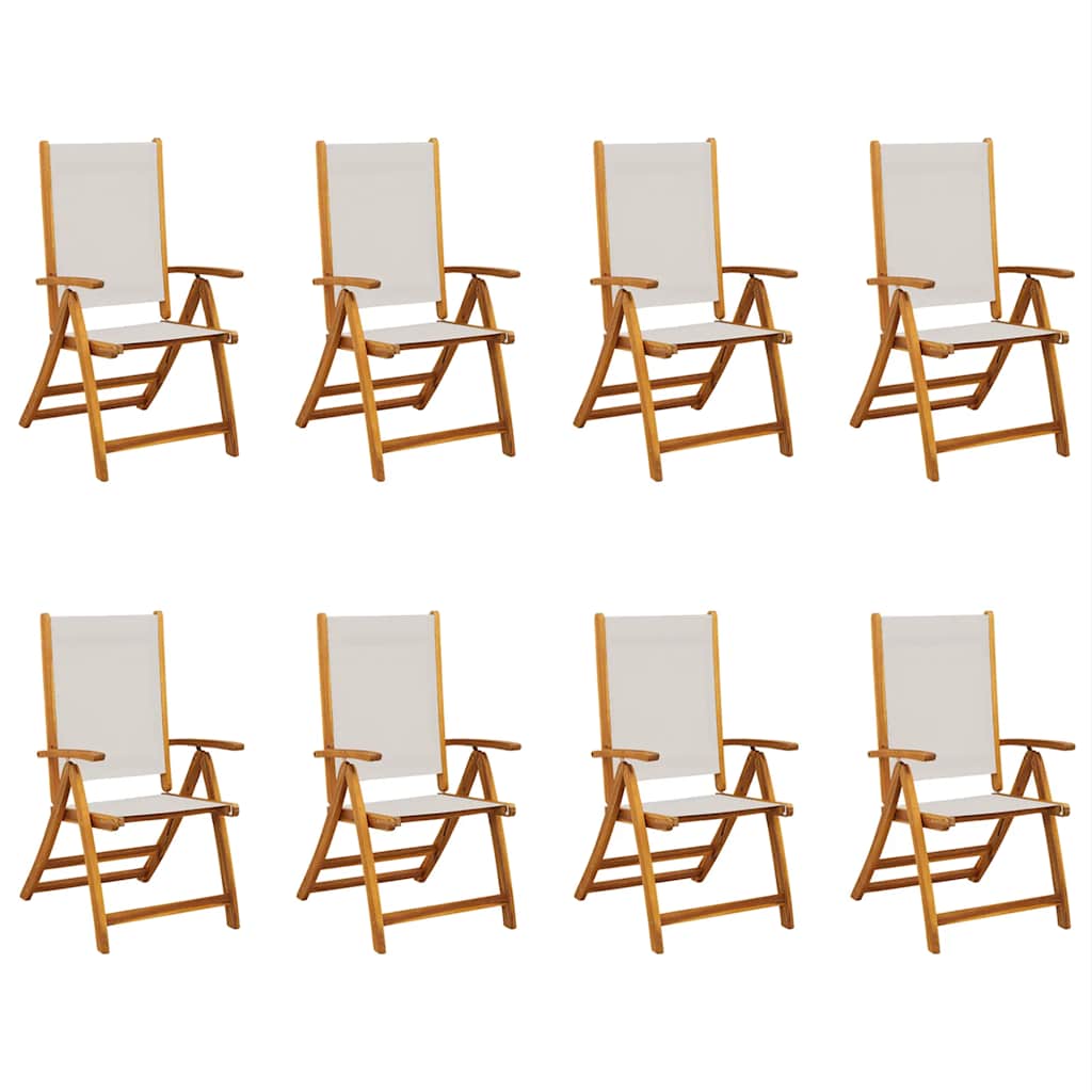 Folding Chairs 8 pcs Solid Wood Acacia and Textilene