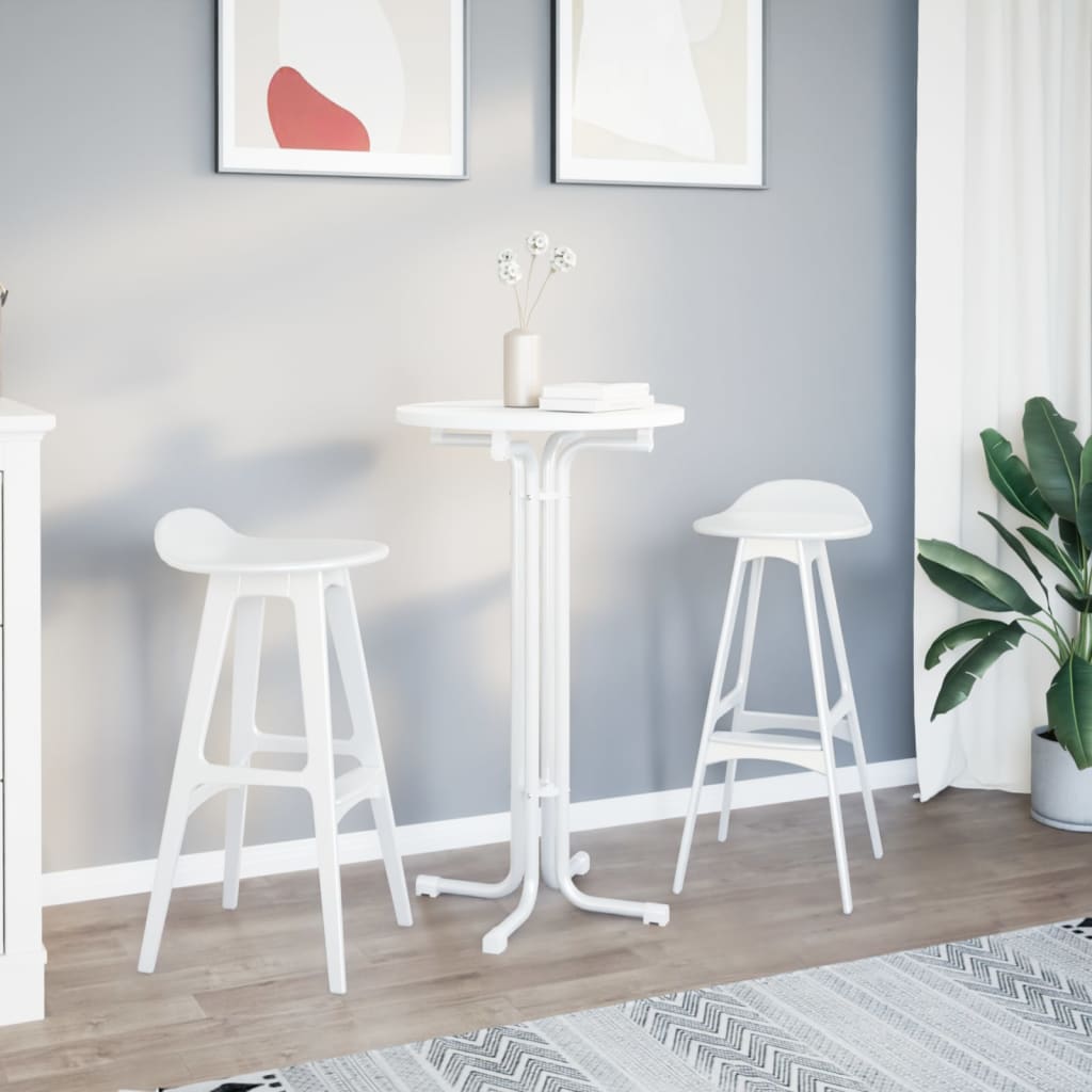 Bar Table White Ø60x110 cm Engineered Wood and Steel