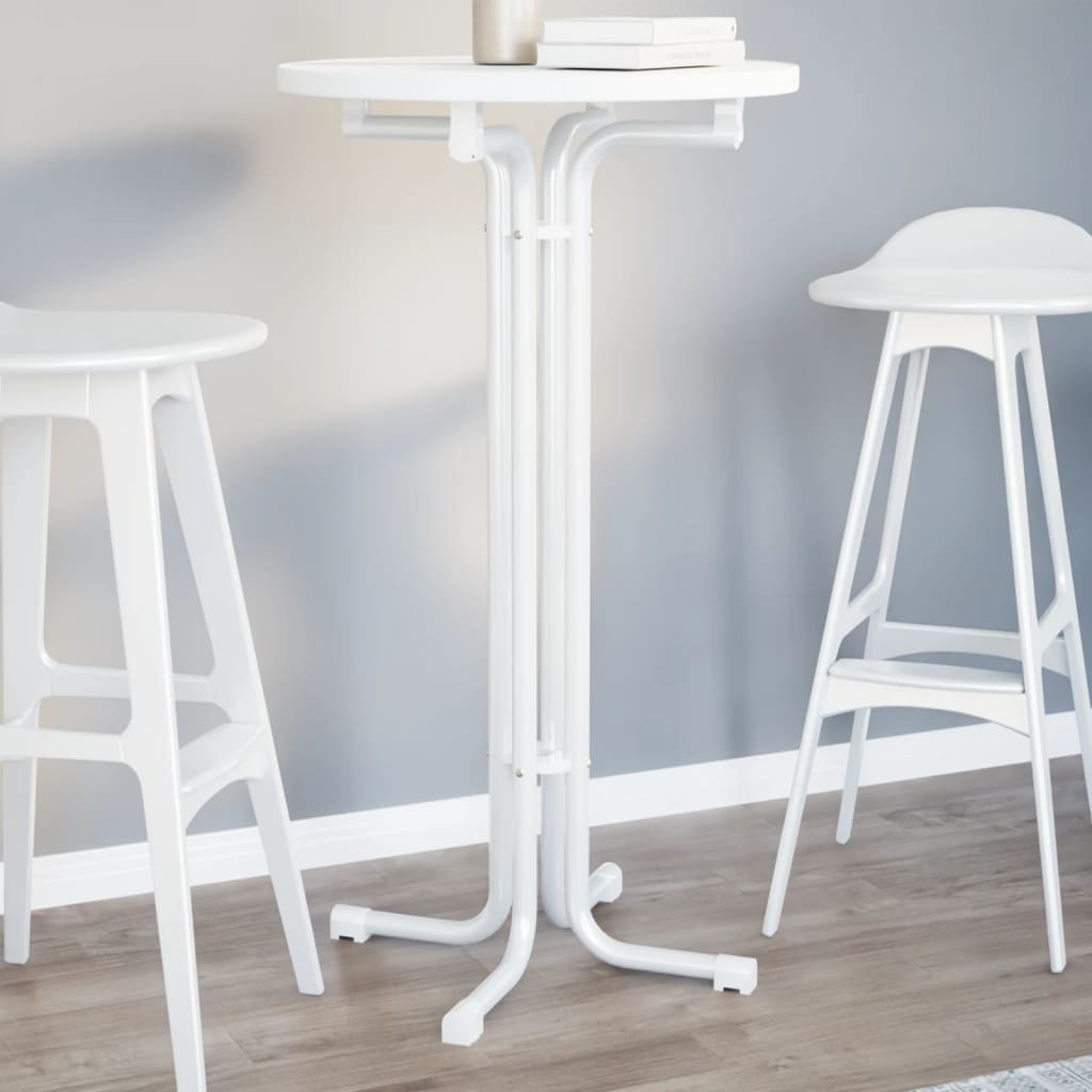 Bar Table White Ø60x110 cm Engineered Wood and Steel