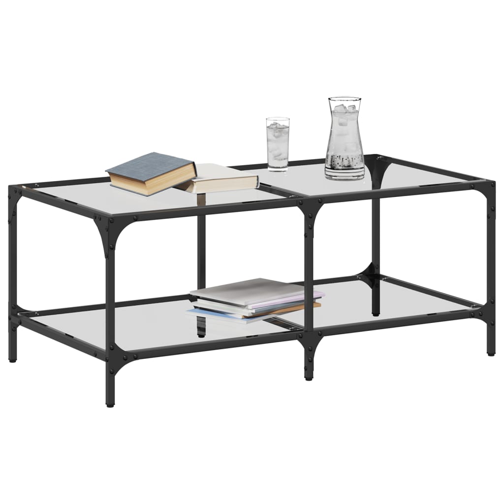 Coffee Table with Transparent Glass Top 98.5x50x40 cm Steel