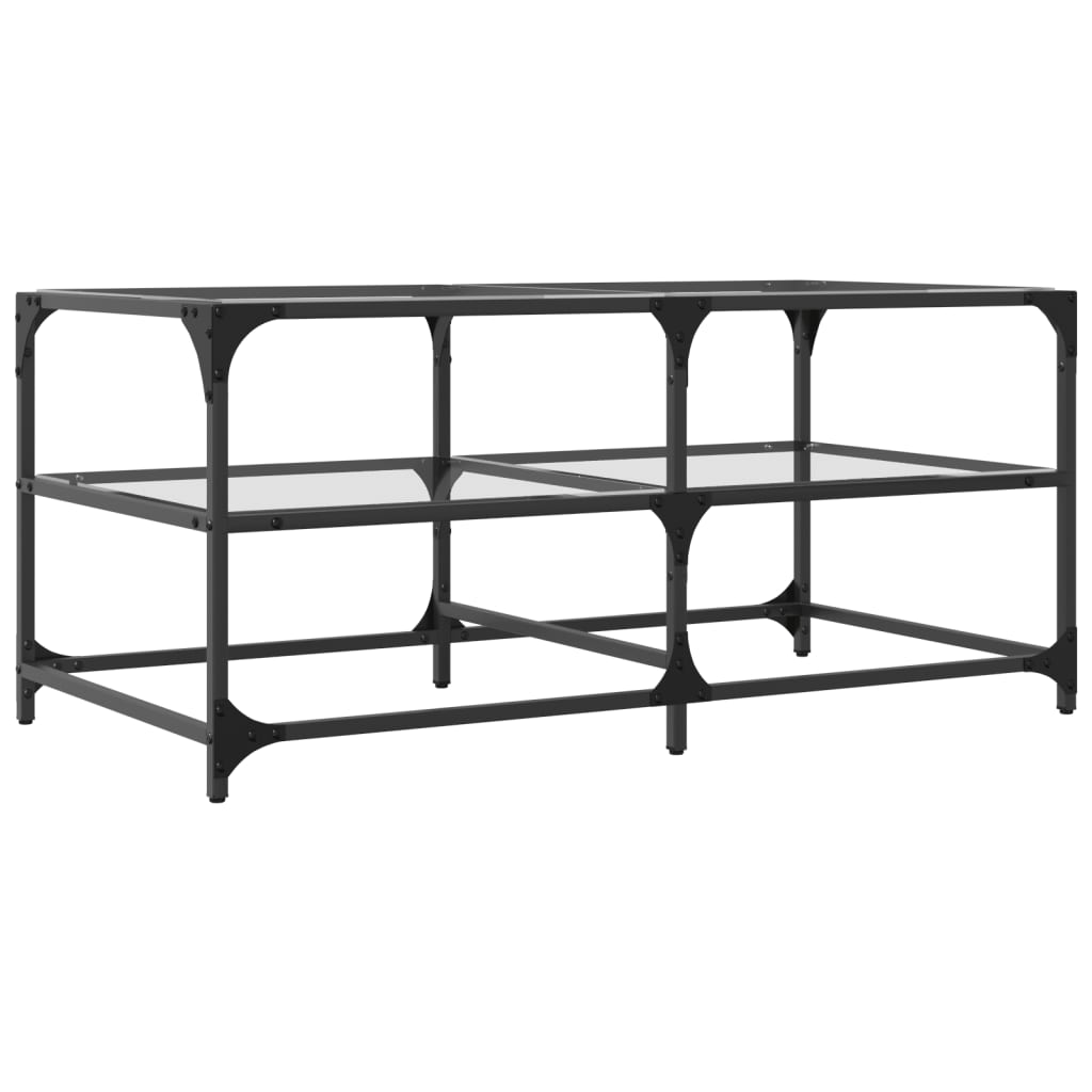 Coffee Table with Transparent Glass Top 98,5x50x45 cm Steel