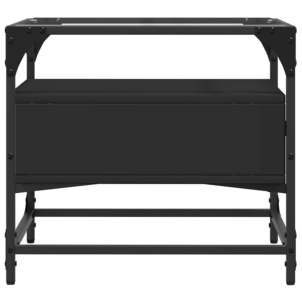 Coffee Table with Glass Top Black 50x50x45 cm Steel