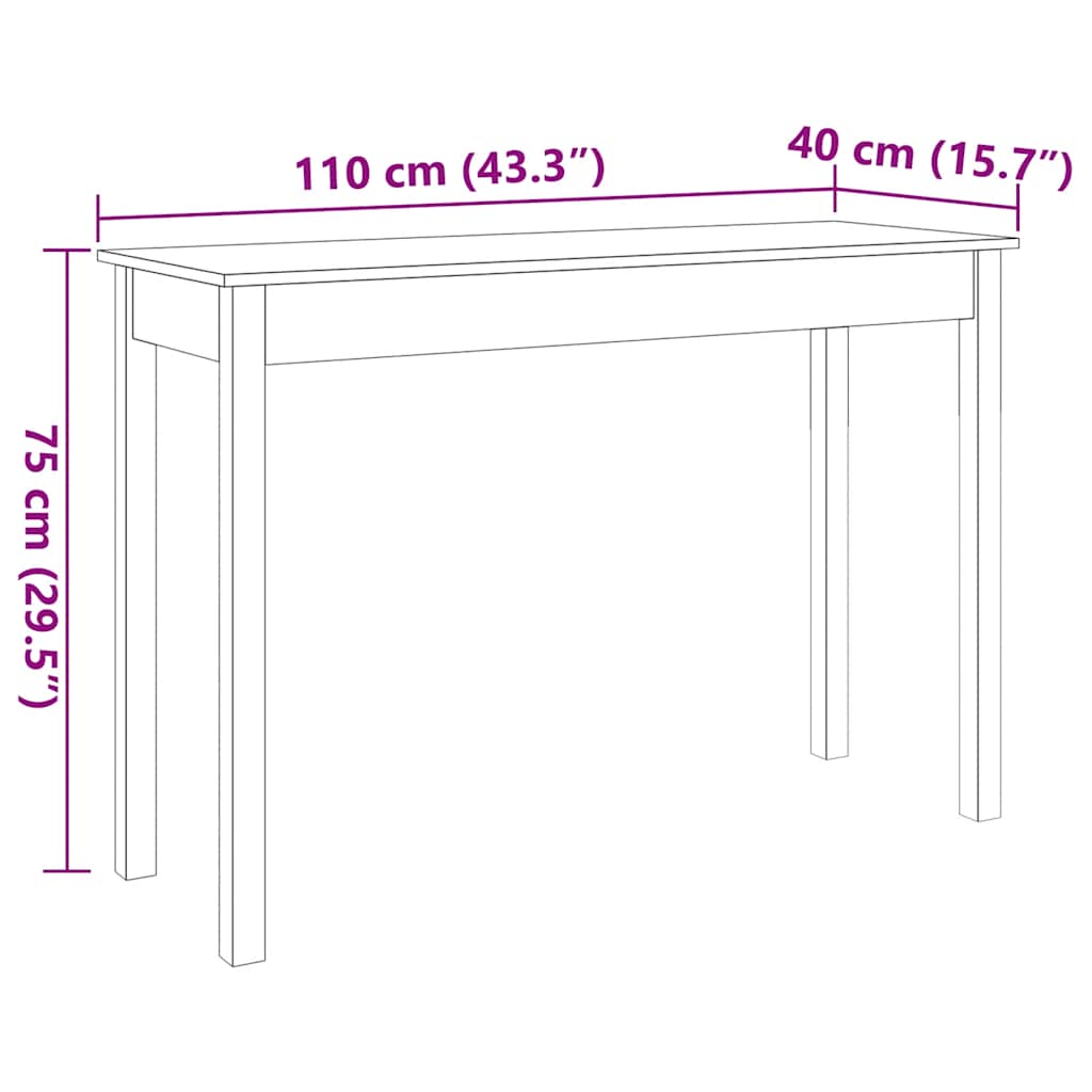 Console Table Wax Brown 110x40x75 cm Solid Wood Pine
