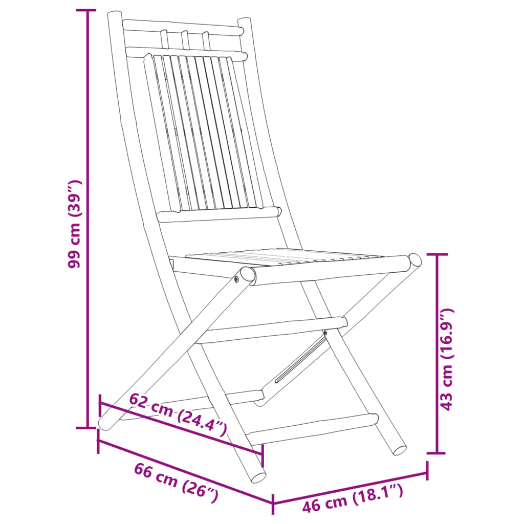 Folding Chairs 2 pcs 46x66x99 cm Bamboo