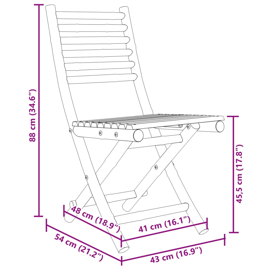 Folding Chairs 2 pcs 43x54x88 cm Bamboo