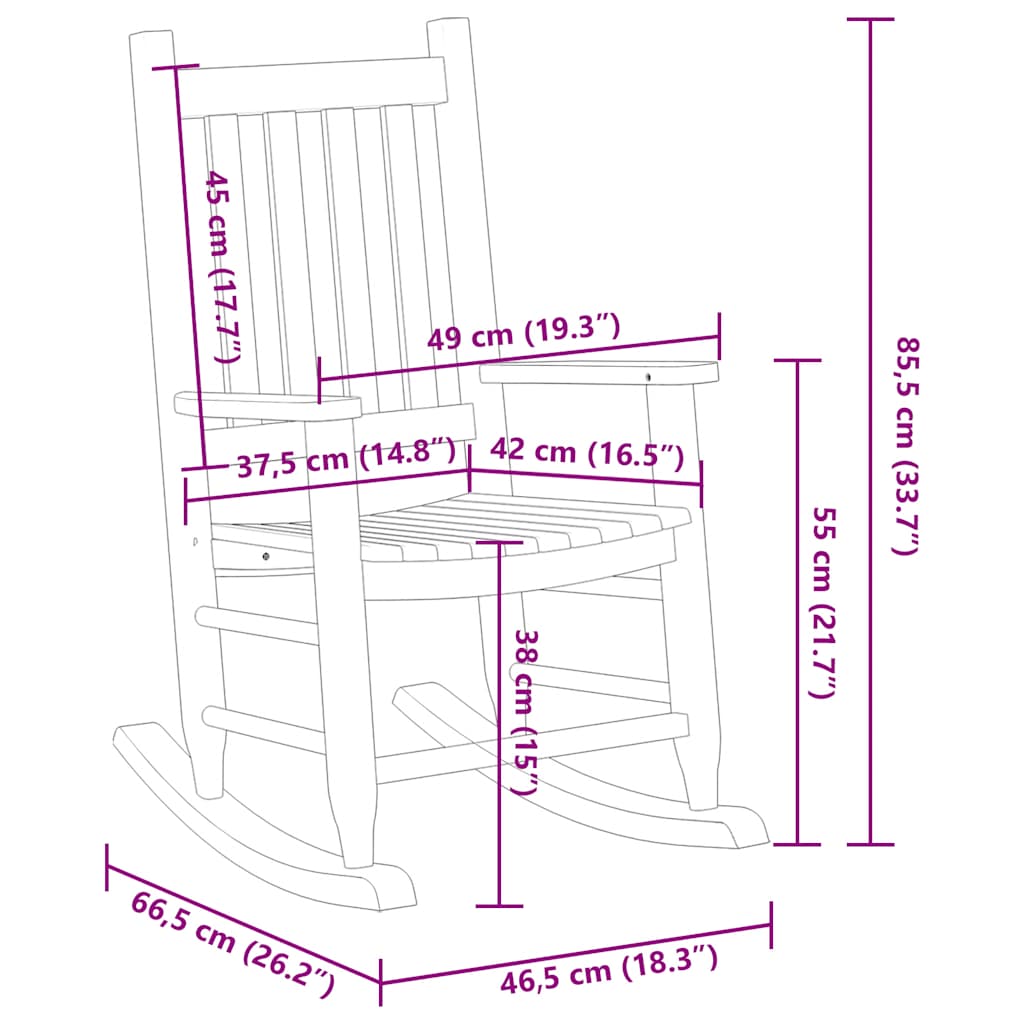 Rocking Chair for Children Black Solid Wood Poplar