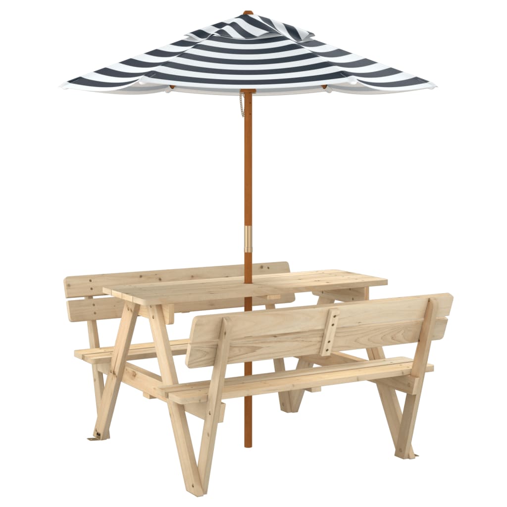 Picnic Table for 4 Kids with Umbrella Solid Wood Fir