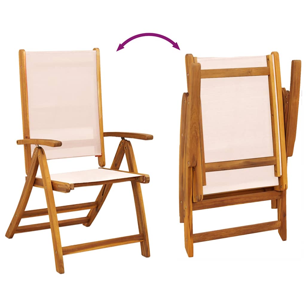 Folding Chairs 2 pcs Solid Wood Acacia and Textilene