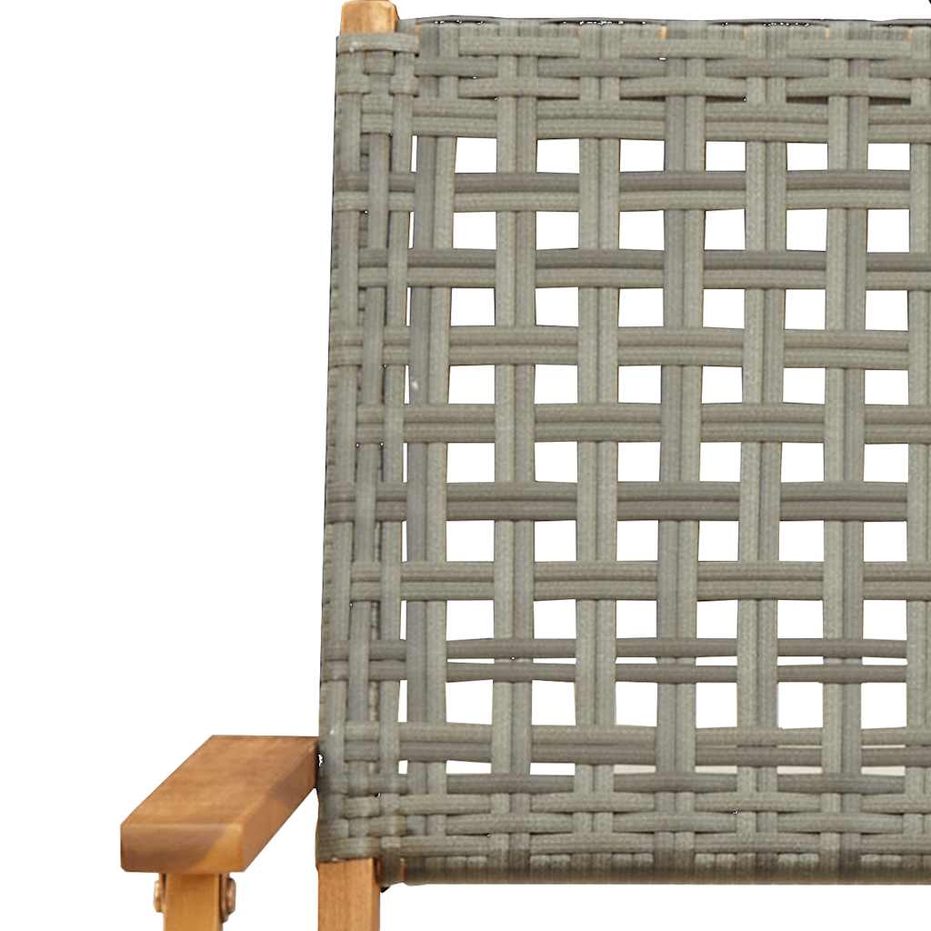 Bistro Set | Grey | Solid acacia wood, PE rattan | 3 Piece | Foldable