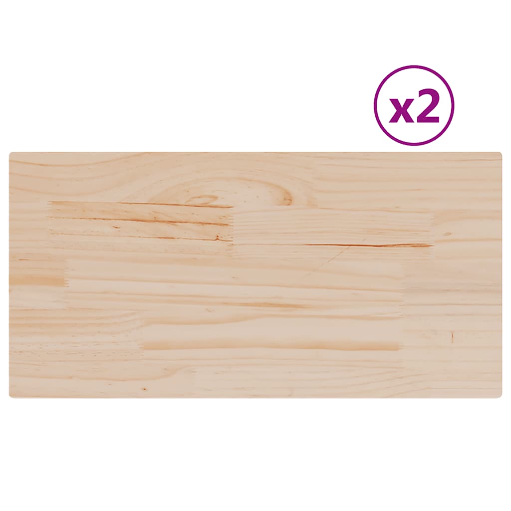 Table Tops 2 pcs 80x40x2.5 cm Rectangular Solid Wood Pine