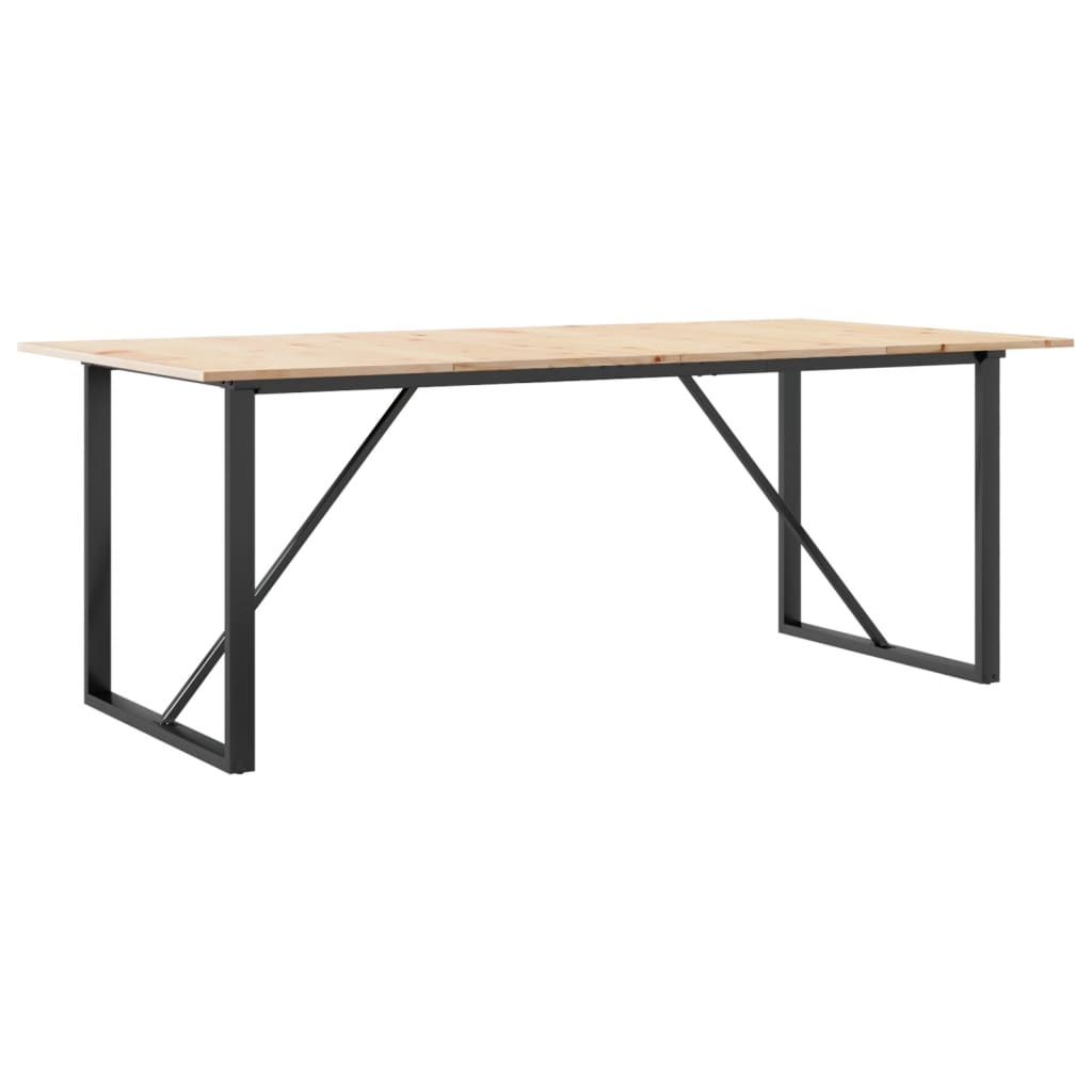 Dining Table O-Frame 200x100x75 cm Solid Wood Pine and Steel