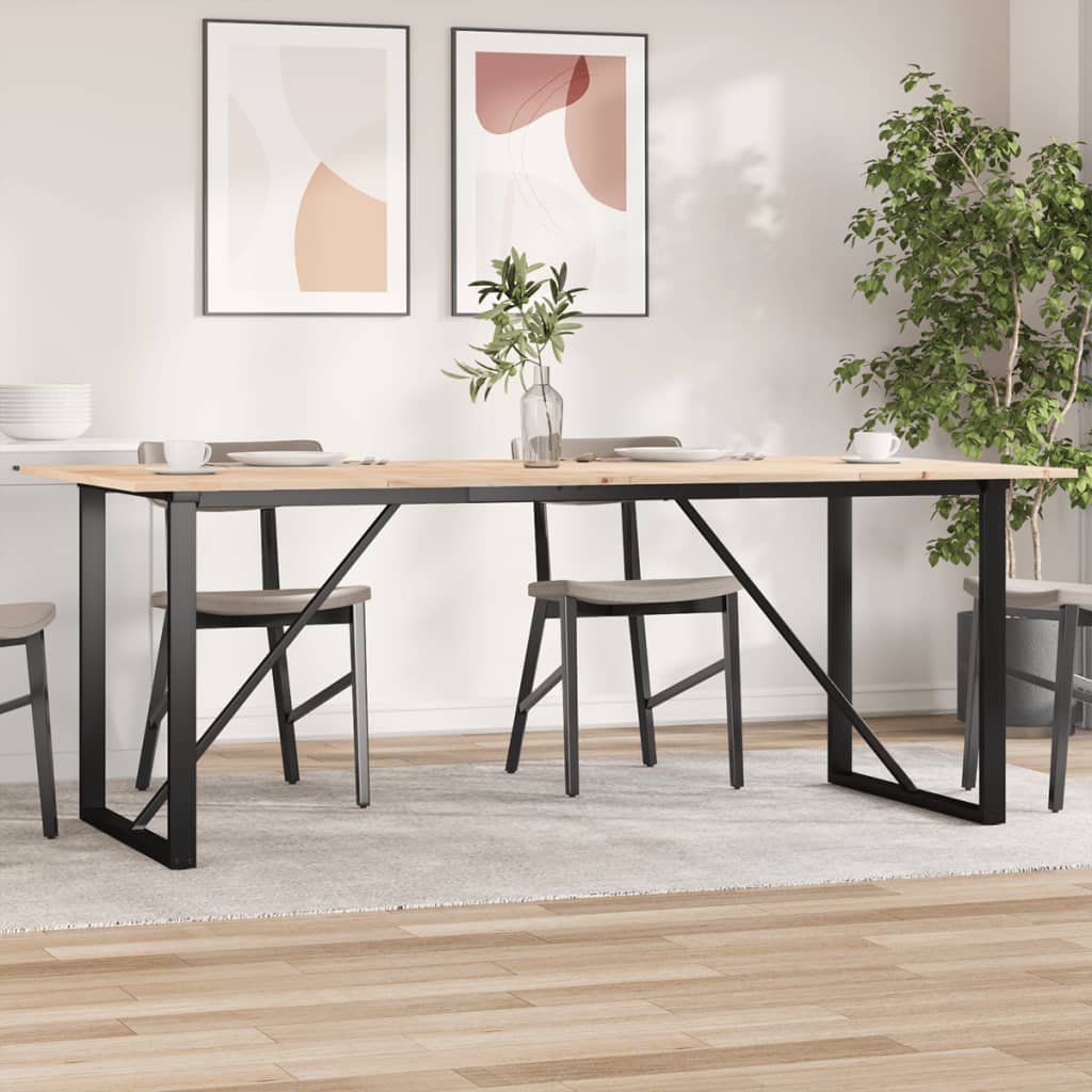 Dining Table O-Frame 200x100x75 cm Solid Wood Pine and Steel