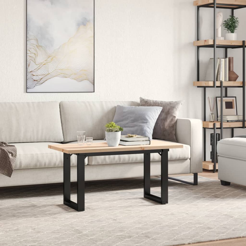 Coffee Table O-Frame 90x40x45.5 cm Solid Wood Pine and Steel
