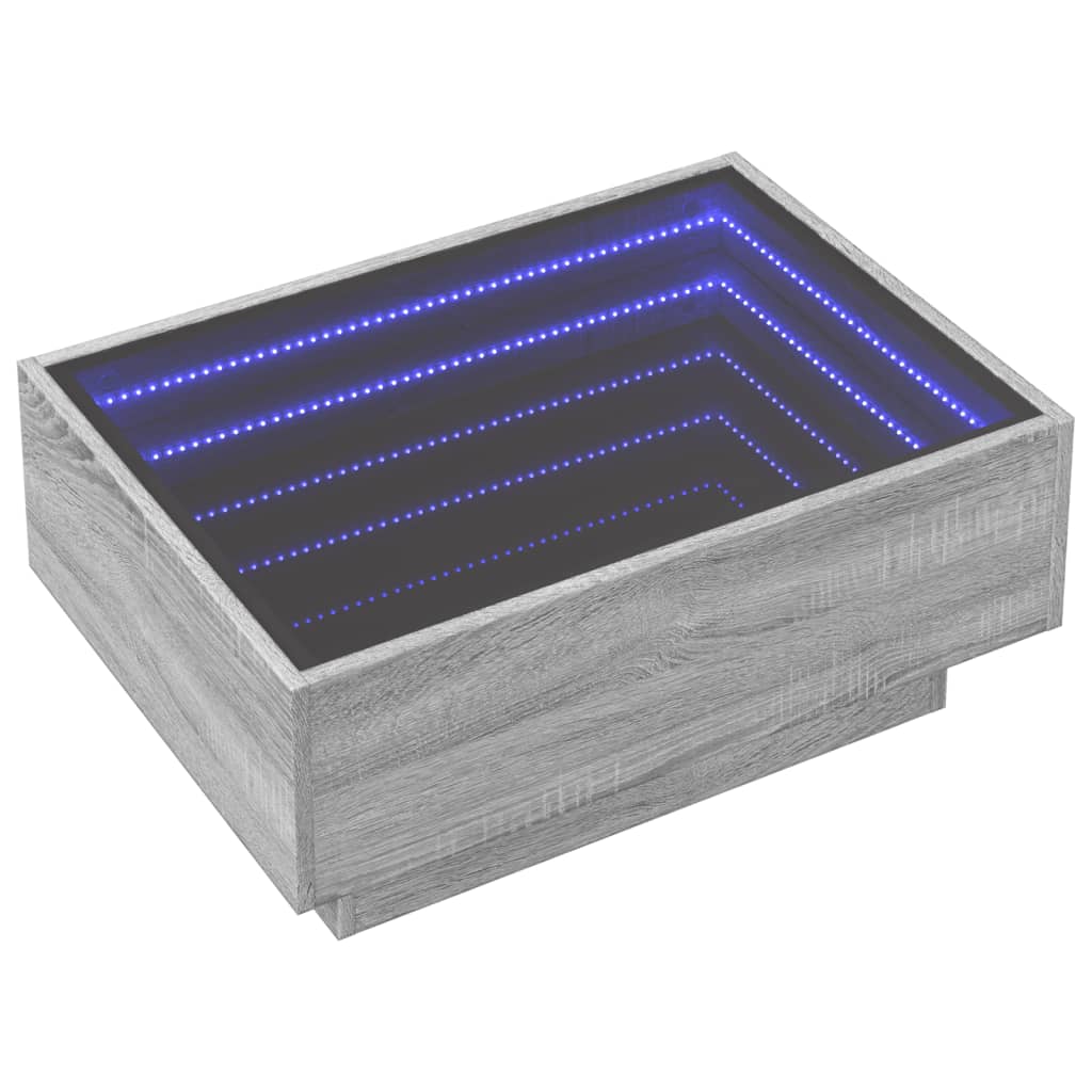 Coffee Table with LED Grey Sonoma 70x50x30 cm Engineered Wood