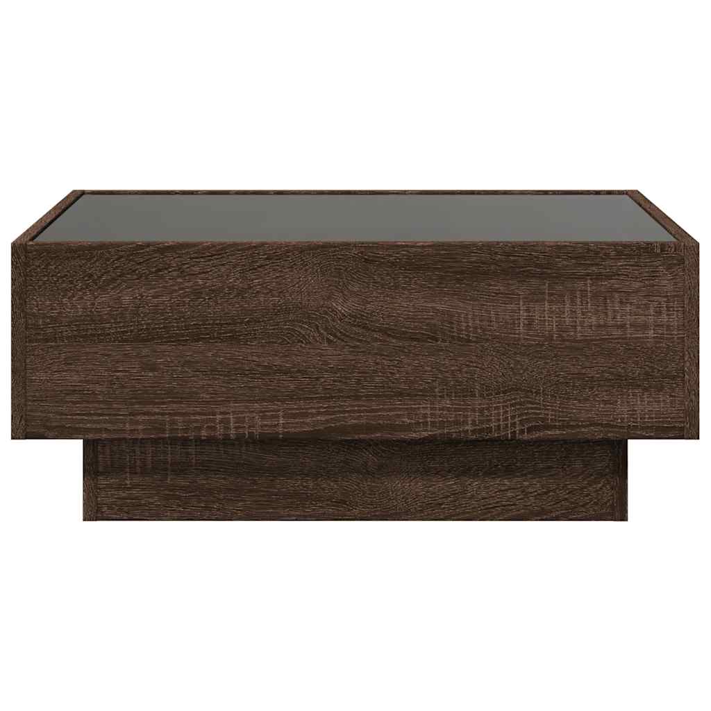 Coffee Table with LED Brown Oak 70x50x30 cm Engineered Wood
