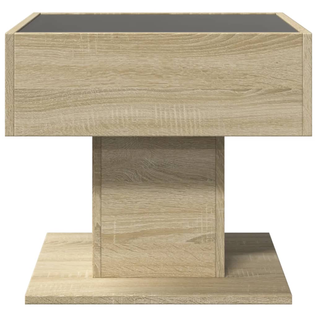 Coffee Table with LED Sonoma Oak 50x50x45 cm Engineered Wood
