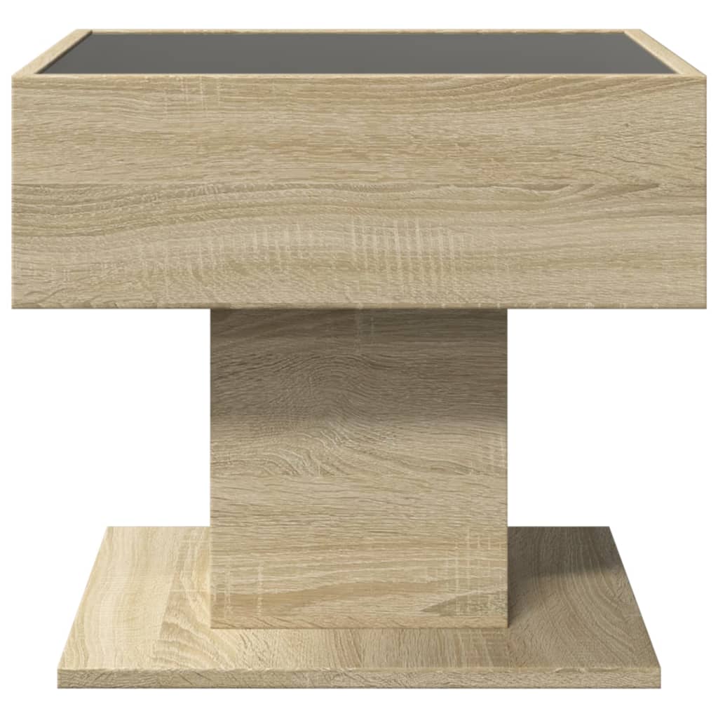 Coffee Table with LED Sonoma Oak 50x50x45 cm Engineered Wood