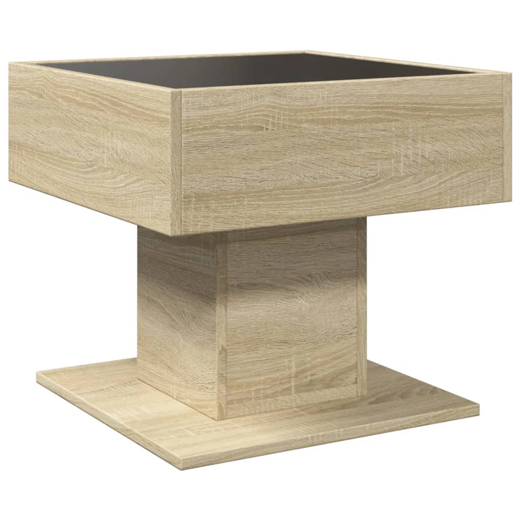 Coffee Table with LED Sonoma Oak 50x50x45 cm Engineered Wood