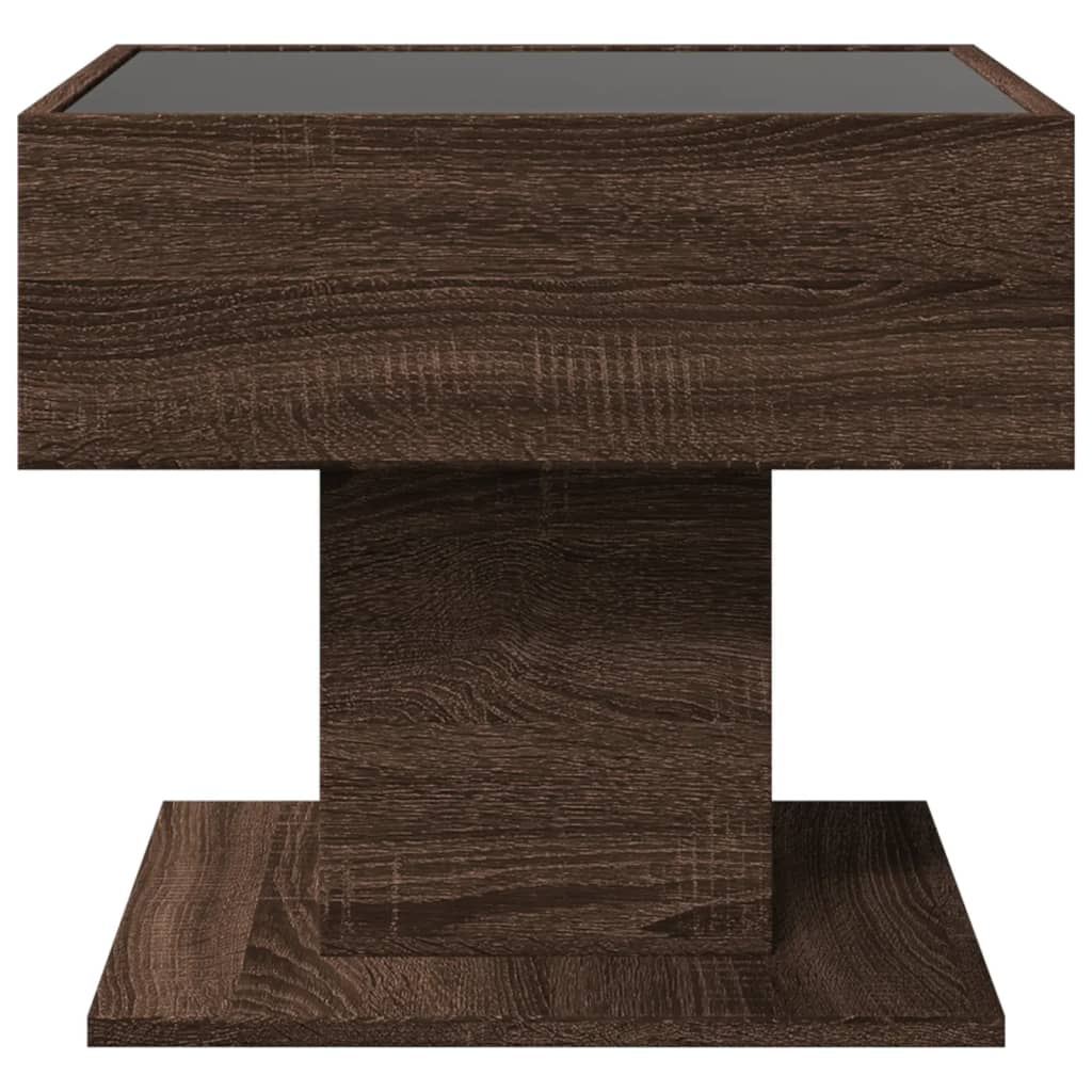 Coffee Table with LED Brown Oak 50x50x45 cm Engineered Wood