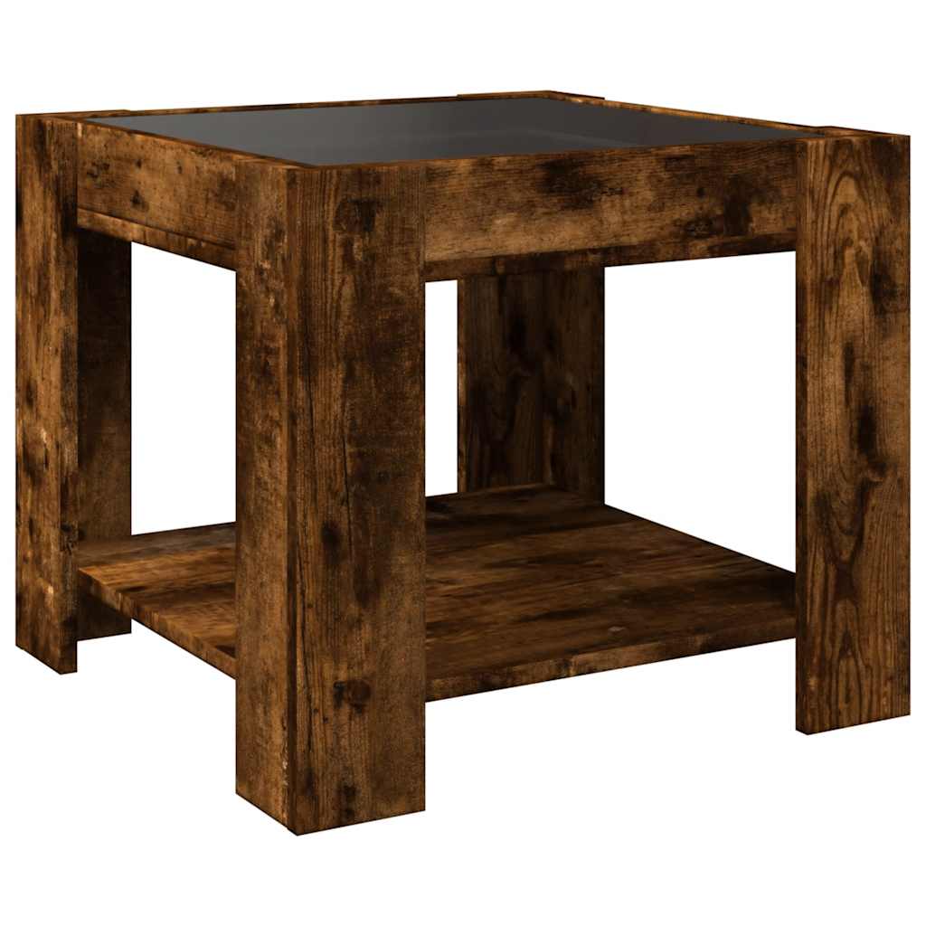 Coffee Table with LED Smoked Oak 53x53x45 cm Engineered Wood