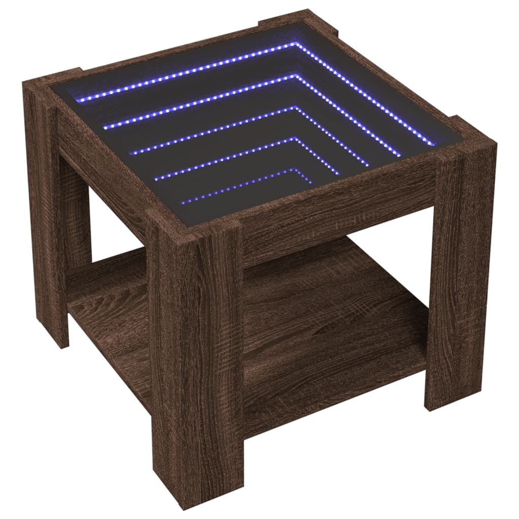 Coffee Table with LED Brown Oak 53x53x45 cm Engineered Wood